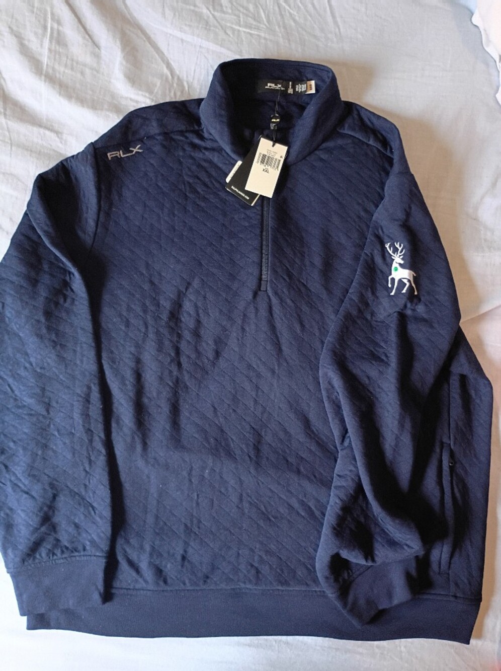 Ralph Lauren Navy Quilted Lightweight Jacket with Deer Embroidery